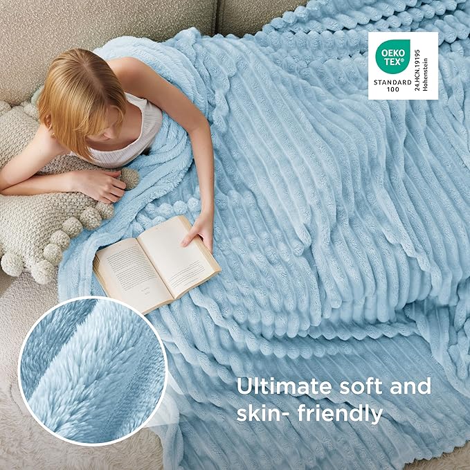 Bedsure GentleSoft Blue California King Size Blanket for Couch - Cozy Soft Blankets for Women, Cute Small Fleece Throws for Girls, Birthday Gifts for Women, Light Blue, 102x96 Inches