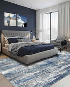 Latte&Fog 8x10 Area Rugs for Living Room, Large Blue Modern Abstract Washable Rug, Boho Non Slip Low Pile Carpet for Bedroom Dining Room, Office, Dorm, Classroom, Farmhouse and Kids Room - Blue Grey