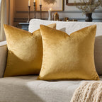 GIGIZAZA Golden Velvet Pillow Covers 22x22 Decorative Pillows Pack of 2