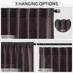 Nanspring Cocoa Coffee Linen Blend Light Filtering Back Tab Curtains 96 Inches Long, Semi Sheer Privacy Drapes for Living Room & Bedroom, 52x96 inch, 2 Panels