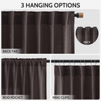 Cocoa Coffee Linen Curtains 72 Inch Long for Living Room Bedroom Lightweight Door Drapes 2 Panels Set, Semi Sheer Light Filtering Back Tab or Rod Pocket Curtain,52x72