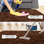 Tepook 5x8 Brown Area Rugs for Living Room Bedroom, Soft Fluffy Plush Shaggy Girls Boys Kids Room Rug, Shag Upgrade Non-Slip Throw Carpet for Dorms Nursery Classroom Home Decor