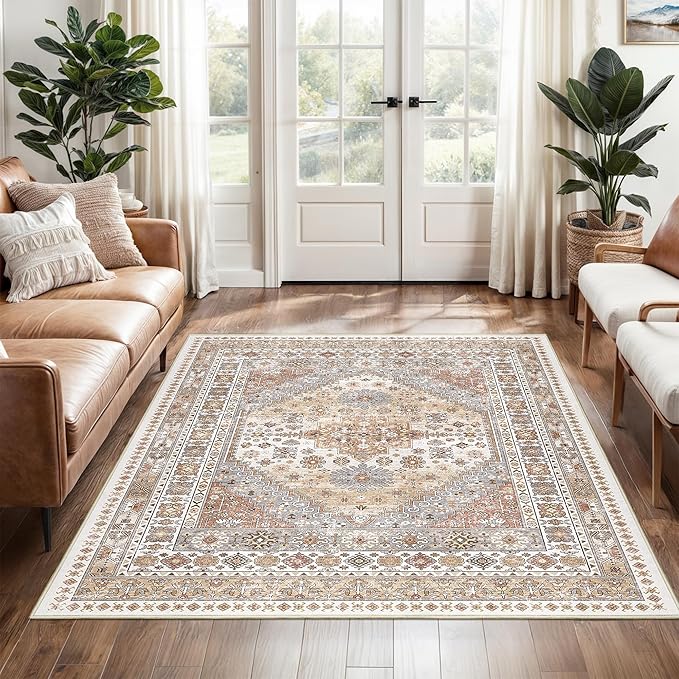 Restydon 4x6 Area Rugs for Living Room Non Slip Rugs for Bedroom, Orange