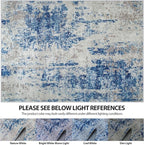 Runner Rug for Hallways Kitchen 2'6"x8' Washable Non Slip: Carpet Non Skid 8ft Entryway Rubber Backed 8 Feet Neutral Abstract Modern Rug Low Pile Pet Friendly Indoor Blue Grey White