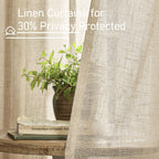LAMIT Brown Linen Boho Curtains 68 inch Length 2 Panels, 52 x 68 Inch