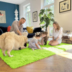 OLANLY 9x12 Machine Washable Large Area Rugs for Living Room, Bedroom, Soft Fluffy Shaggy Bedside Rug, Indoor Floor Carpet for Kids Girls and Boys, Dorms, Nursery, Home Decor Aesthetic, Lime Green