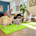 OLANLY 3x5 Machine Washable Small Bedside Rug, Soft Fluffy Shaggy Rugs for Living Room, Bedroom, Indoor Floor Carpet for Kids Girls and Boys, Preppy Dorms, Nursery, Home Decor Aesthetic, Lime Green