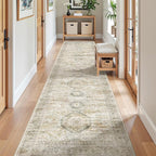 Long Bathroom Rugs Runner - Washable Runner Rugs for Hallway 2x10, Ultra-Thin Soft Kitchen Carpet Runner, Anti Slip Backing Runner Rugs for Entrance, Bedroom, Living Room(2'x10', Grey/Yellow)