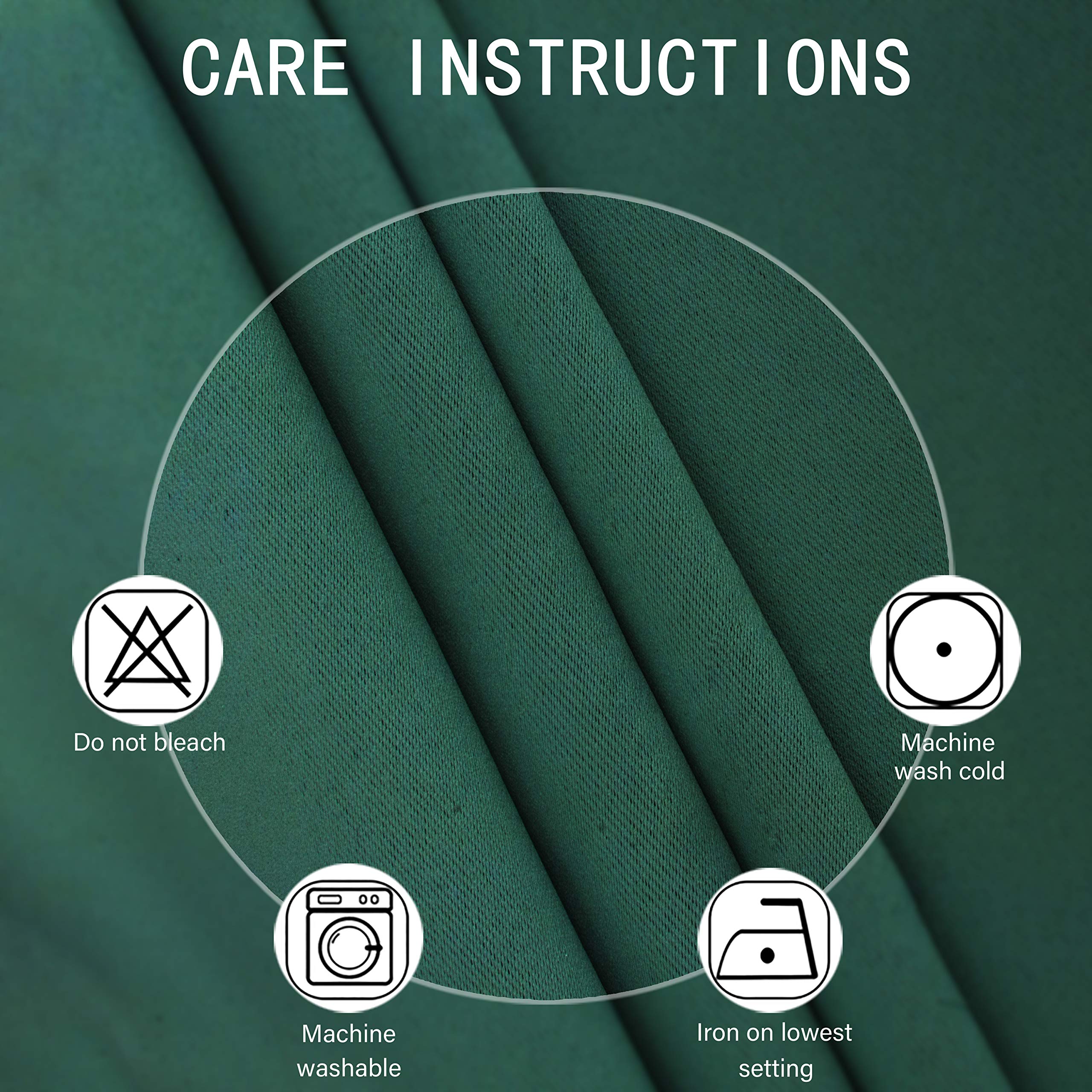 LEMOMO Blackout Curtains 66 x 95 inch/Dark Green Curtains Set of 2 Panels/Thermal Insulated Room Darkening Bedroom Curtains