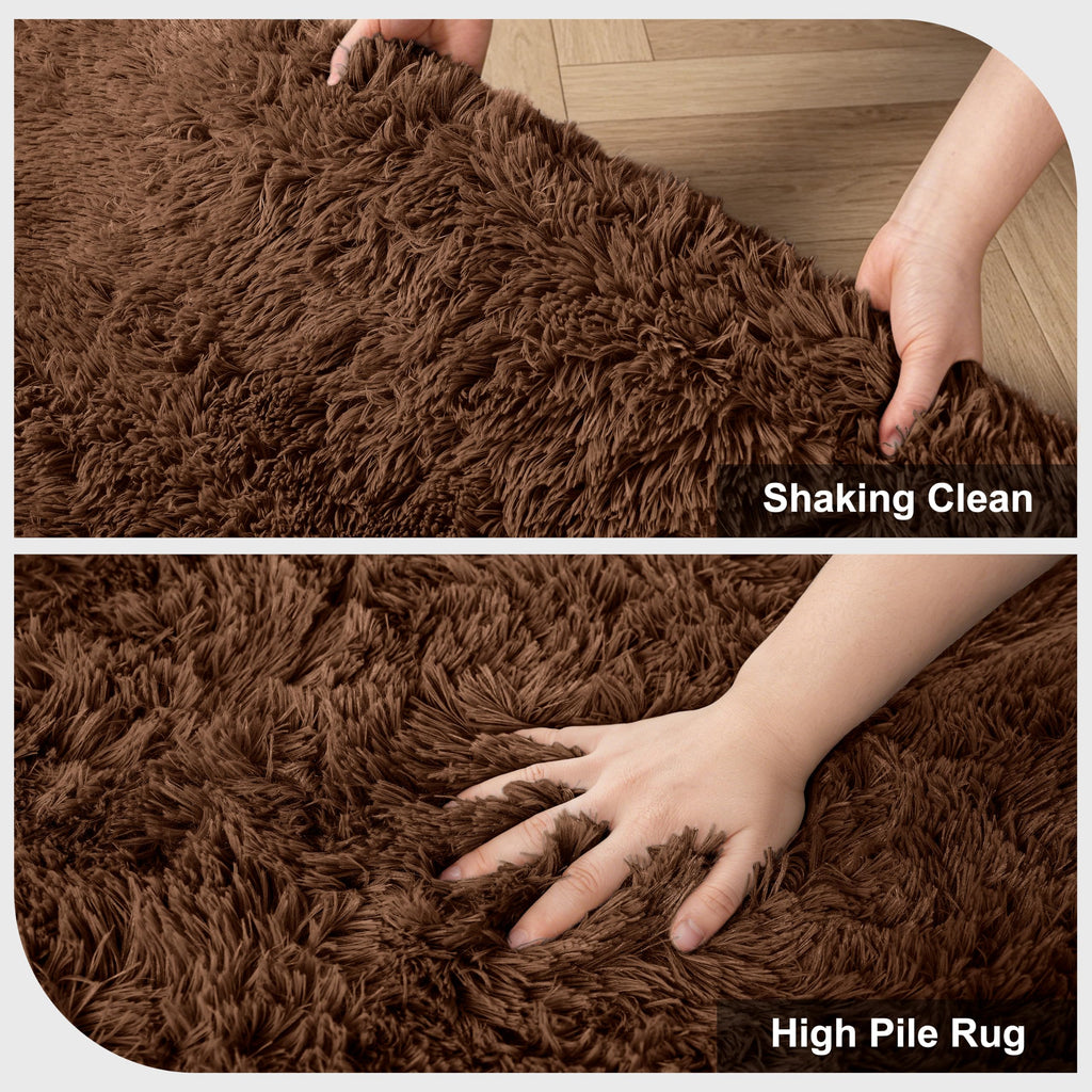 10X14 Large Area Rugs for Living Room Bedroom,Big Shag Rug for Bedroom Dorm,Soft Fluffy Indoor Carpet Plush Rugs for Living Room Home Decor,Brown