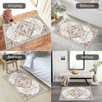 HEBE Washable Area Rug - 2'x3' Non Slip Soft Distressed Medallion Bedroom Boho Living Room Accent Throw Vintage Entry Floor Carpet for Dining Room Bathroom Entryway