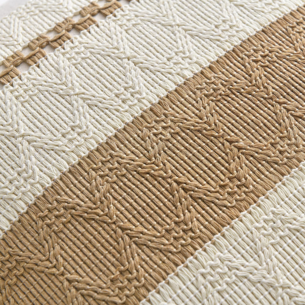 Fancy Homi Set of 1 Tan Neutral Decorative Throw Pillow Cover 20x20 Inch for Couch Bed Sofa, Aesthetic Modern Organic Farmhouse Boho Home Decor, Soft Cotton Cute Accent Macrame Woven Cushion Case