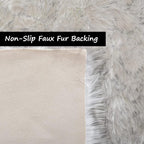 Goolela Faux Sheepskin Rug 2x6 Fluffy Fuzzy Furry Runner for Bedroom Bedside Plush - White with Grey Tips - Sheepskin