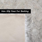 Goolela Faux Sheepskin Fur Rug 4x6 Fluffy Fuzzy Furry Carpet White with Grey Tips Shaggy Rug for Bedroom Living Room Bedside Plush Washable Sheepskin