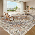Madane 8x10 Area Rugs for Living Room, Non-Slip Washable Rug, Turmeric/Grey