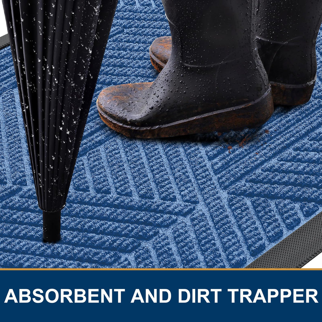 Smiry Front Door Mat Outside Entrance, Low Profile Rubber Doormat, 47x23