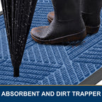 Smiry Front Door Mat Outside Entrance, Low Profile Rubber Doormat, 47x23