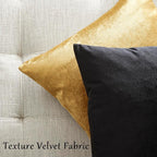 GIGIZAZA Black Velvet Pillow Covers 24x24,Decorative Square Throw Pillows Modern Covers Big Solid Living Room Pillow Cases for Couch Pack of 2