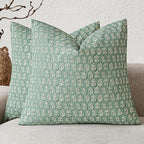 Foindtower Set of 2 Decorative Vintage Floral Print Throw Pillow Covers Neutral Accent Farmhouse Cushion Covers Boho Home Decor for Sofa Couch Chair Bedroom Living Room Outdoor,20×20 Inch,Sky Blue
