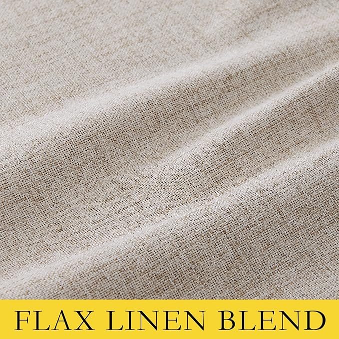 NICETOWN Oatmeal 100% Blackout Short Curtains 63 inches Lenghth Burg for Kitchen, 2 Panels, Burlap Linen Drapes with Thermal Insulated Grey Liner, Keeping Out Cold Air and Heat Panels