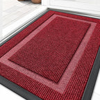 OLANLY Front Door Mat Indoor Outdoor Entrance, Waterproof All-Season, All-Weather Doormat, Sturdy Natural Rubber, Fade Resistant, Low Profile, Easy Clean Patio Porch Entryway Mat, 33x21, Wine Red