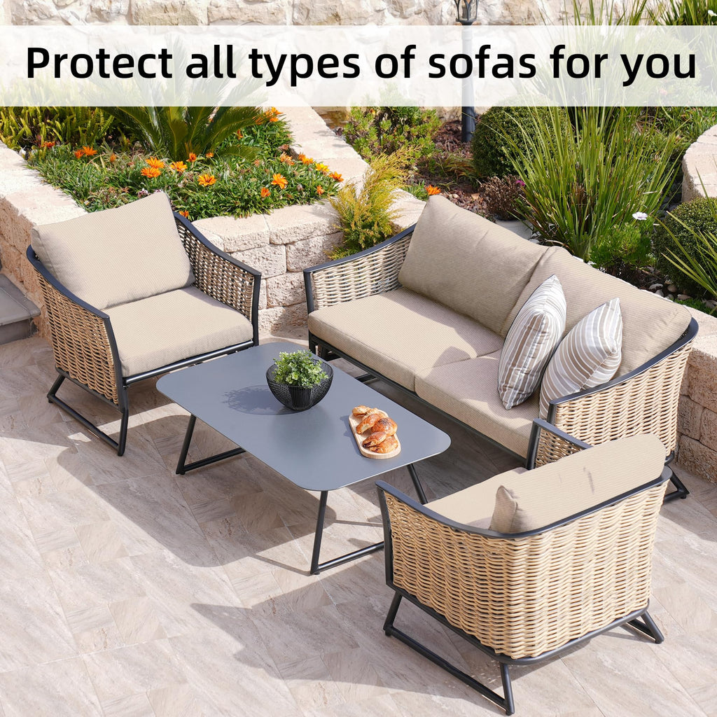 8 Piece Outdoor Cushion Covers, Patio Sofa Cushion Covers, Stretch Fit