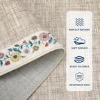 GarveeHome Washable Area Rugs for Bedroom 5x7 Living Room Modern Floral Throw Rugs Non-Slip Lightweight Thin Carpet Modern Farmhouse Print Non-Shedding Soft Low Pile Floor Cover, Light Camel