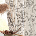 jinchan Vintage Floral Linen Curtains 102 Long for Living Room 2 Panels