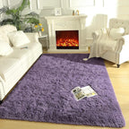 LOCHAS Ultra Soft Indoor Modern Area Rugs Fluffy Living Room Carpets for Children Bedroom Home Decor Nursery Rug 4x5.3 Feet,Grey Purple