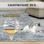 9x12 Area Rugs Washable Rug: Anti-Skid Abstract Modern Living Room Rug Soft Thin Carpets Indoor Floor Non-Shedding Carpet for Bedroom Dining Farmhouse Nursery Home Office (Blue Grey White, 9'x12')