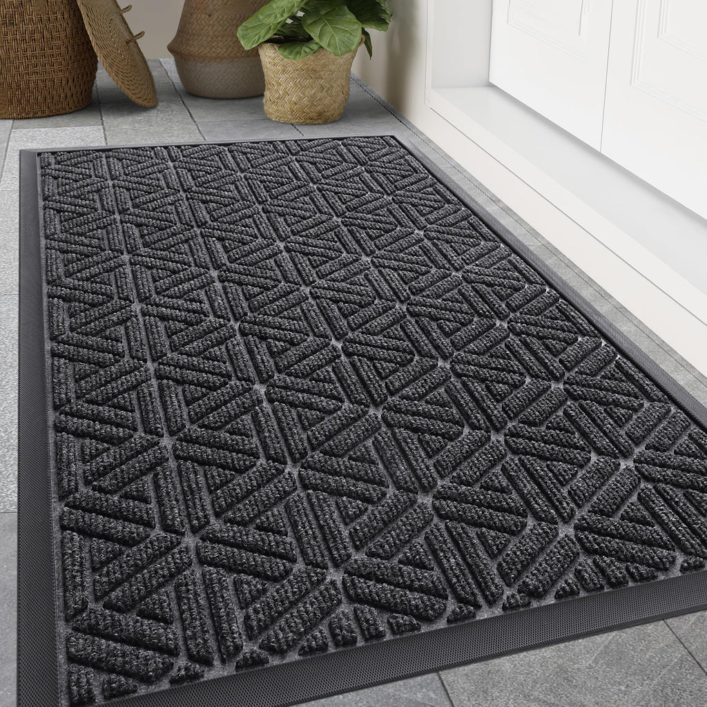 Smiry Front Door Mat Outside Entrance, Low Profile Rubber Doormat, 71x47