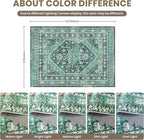 zesthome 8x10 Area Rugs for Living Room,Non-Slip Backing Washable Rugs,Vintage Large Area Rug，Stain Resistant Home Decor Rug(Green/Teal,8'x10')