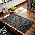 Grey Leaves Outdoor Indoor Entrance Doormats, Absorbent Durable Heavy Duty Welcome Front Door Mat,Thick Natural Rubber Back,Easy Clean Entryway Mat 17x30 Inch, Low Profile