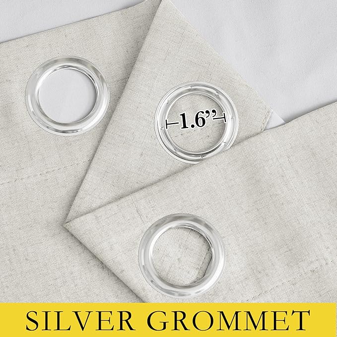 NICETOWN Linen Blackout Curtains for Kitchen, Ivory, 2 Panels, 42" Wide x 54" Long, Short Kitchen Burlap Linen 100% Blackout Drape Panels for Night Shift, Great Job for Blocking Light