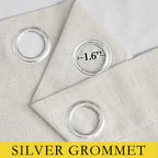 NICETOWN 100% Absolutely Blackout Linen Curtains with Thermal Insulated White Liner, Ivory, 52" W x 48" L, Set of 2, Burlap Textured Textured Linen Look Privacy Window Treatment for Kitchen