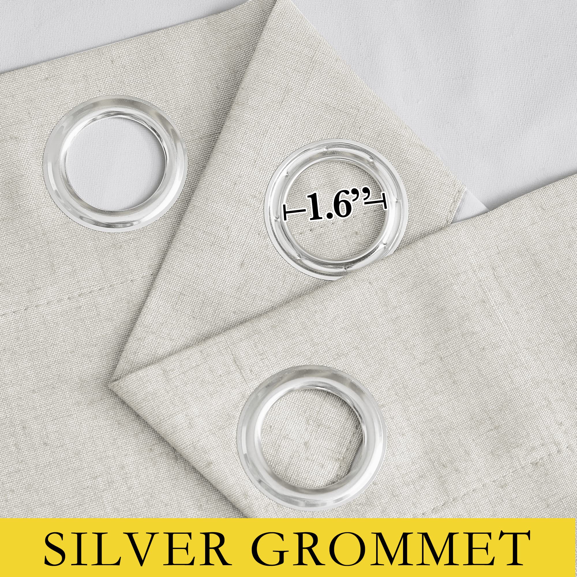 NICETOWN 100% Absolutely Blackout Linen Curtains with Thermal Insulated White Liner, Ivory, 52" W x 48" L, Set of 2, Burlap Textured Textured Linen Look Privacy Window Treatment for Kitchen