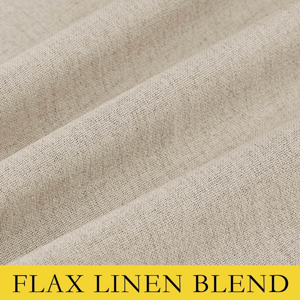 NICETOWN Cream 100% Blackout Linen Curtains 63 inch Long Burg for Kitchen, 1 Pair, 62" Width Each Panel, Farmhouse Thick Completely Blackout Window Treatment Thermal Insulated Drapes
