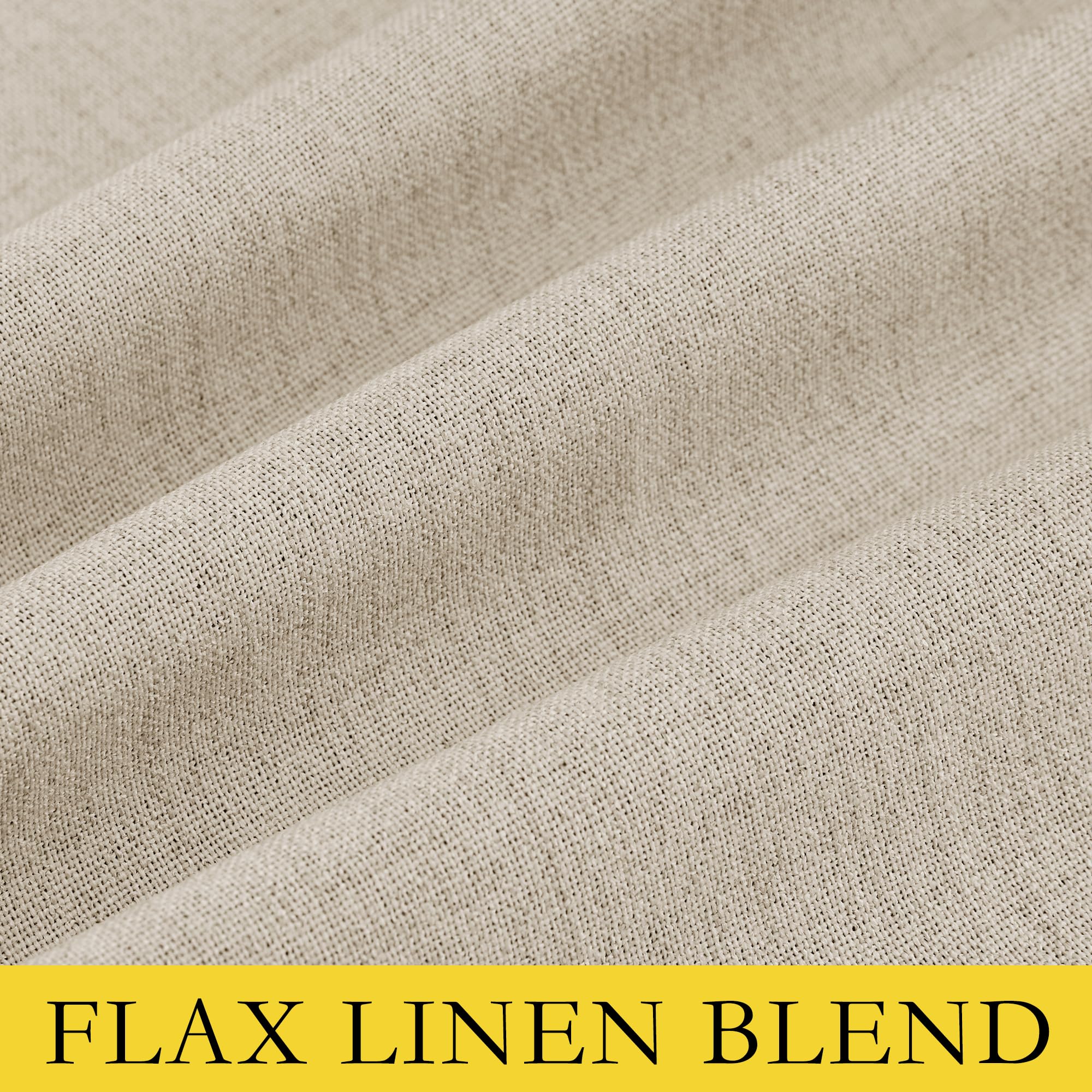 NICETOWN Cream 100% Blackout Linen Curtains 63 inch Long Burg for Kitchen, 1 Pair, 62" Width Each Panel, Farmhouse Thick Completely Blackout Window Treatment Thermal Insulated Drapes