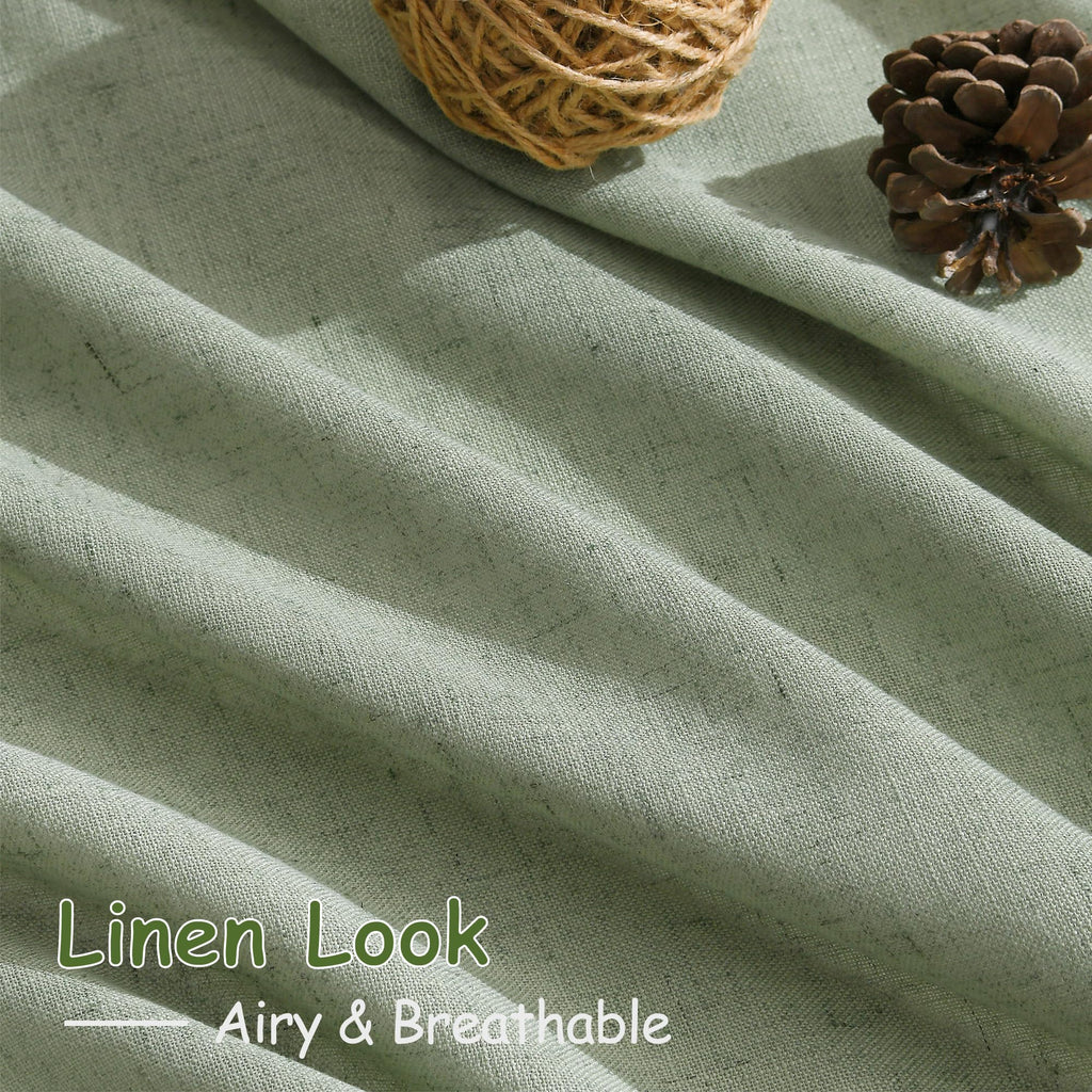 Extra Long Light Sage Linen Curtains 120 Inch for Living Room 2 Panels Set Rod Pocket Back Tab Soft Linen Window Drapes Semi Sheer Light Filtering Privacy High Ceiling Drapes for Farmhouse 52x120