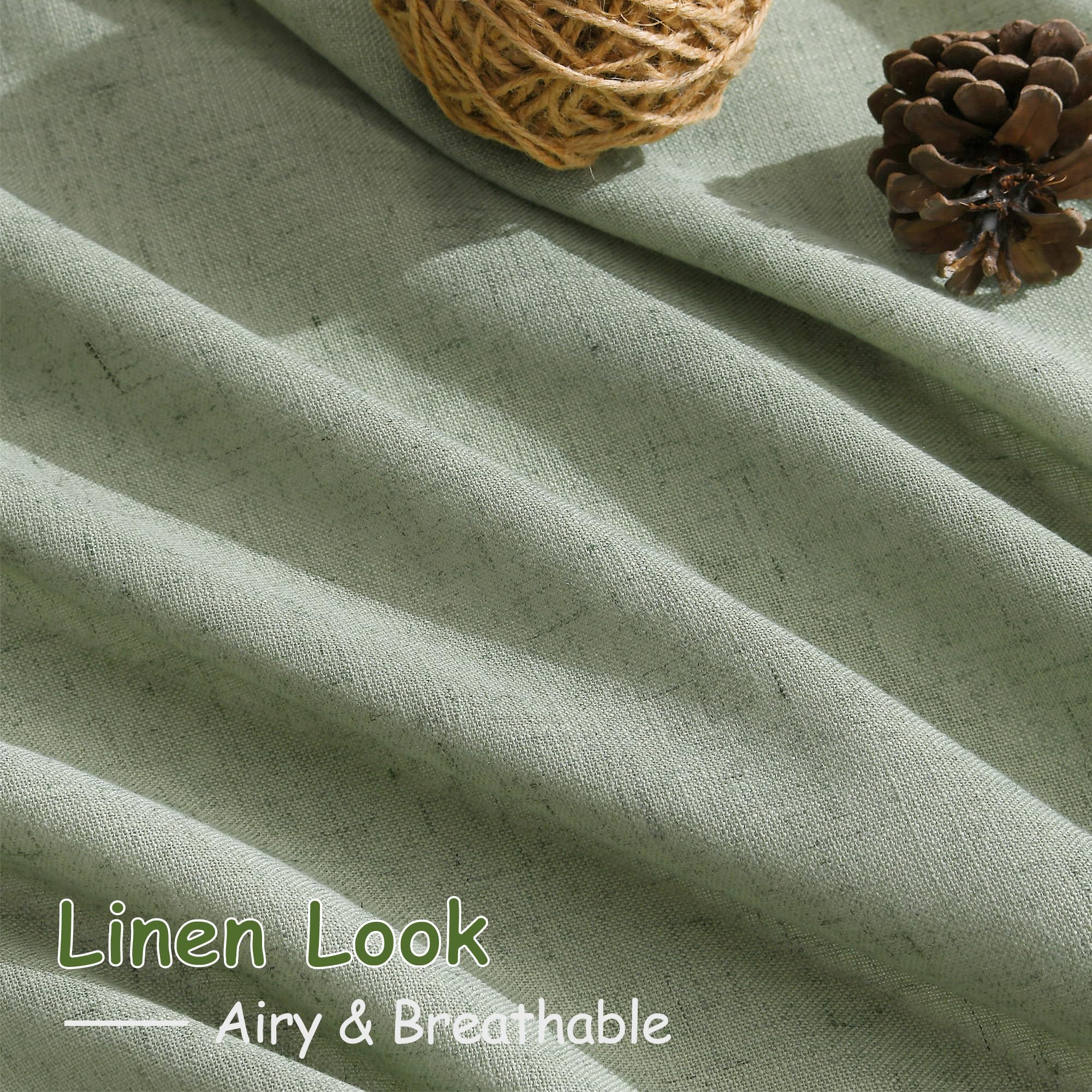 Extra Long Light Sage Linen Curtains 120 Inch for Living Room 2 Panels Set Rod Pocket Back Tab Soft Linen Window Drapes Semi Sheer Light Filtering Privacy High Ceiling Drapes for Farmhouse 52x120