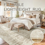 Soalmost Abstract Rug 5x7 Machine Washable Area Indoor Beige Gray White Low Pile Non-Slip Foldable Thin Accent Rugs for Bedroom Living Room Dining Room Grey