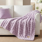 Bedsure 3D Fleece Bubble Blanket for Couch - GentleSoft Purple Twin Blanket for Sofa Bed Room Decor - Luxury Soft Cozy Gifts for Kids, Lightweight, All Seasons, Light Purple, 60"×80"