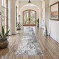UERMEI 2x10 Washable Runner Rug for Hallway, Non Slip Low Pile Kitchen Carpet, Neutral Modern Abstract Indoor Floor Mat for Entryway Laundry, Kid & Pet Safe High Traffic Area, Grey