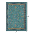 5x7 Teal Rug for Living Room, Boho Turquoise Rugs for Bedroom, Modern Eclectic Low-Pile Carpet for Dining Table, Washable Non-Slip with Rubber Back