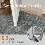 WondRg 6x9 Washable Area Rug for Living Room Bedroom Vintage Black Grey Carpet Soft Low Pile Traditional Retro Non Slip Throw Rug for Dining Room Entryway Indoor Dorm Kitchen
