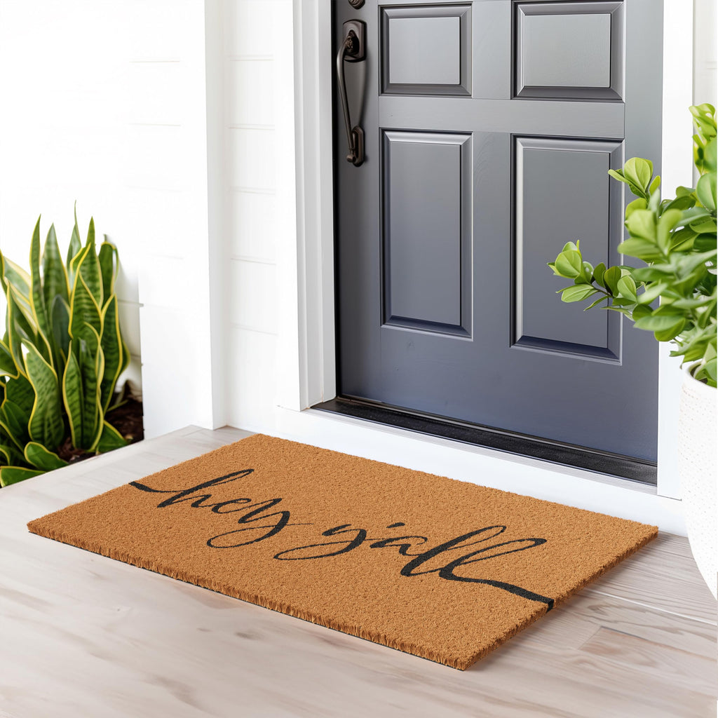 Barnyard Designs Natural Coco Coir Non-Slip Doormat (24x36, Y'all)