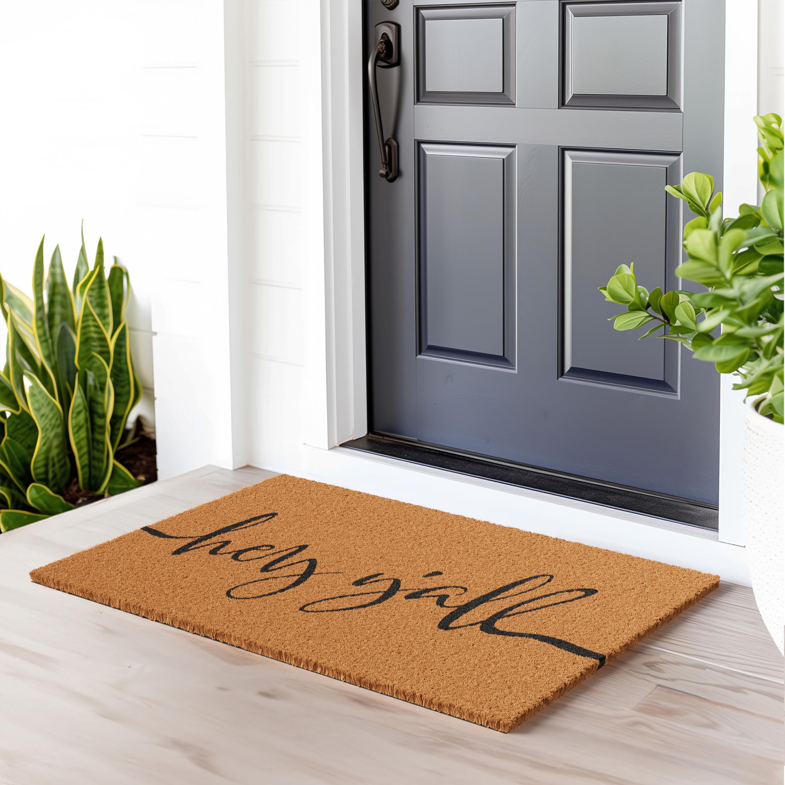 Barnyard Designs Natural Coco Coir Non-Slip Doormat (24x36, Y'all)