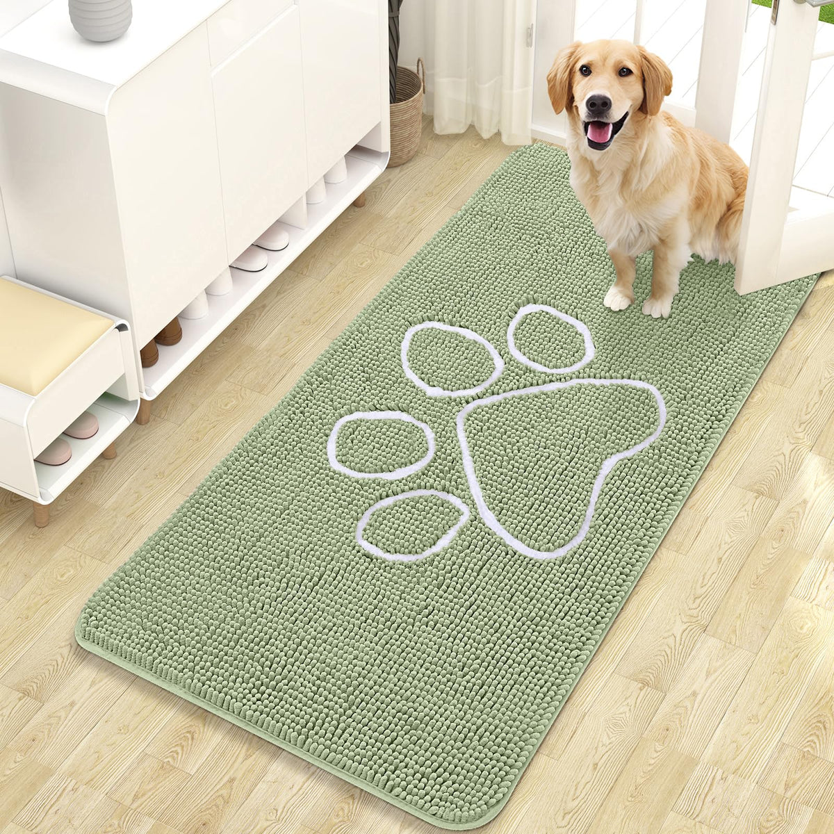 OLANLY Dog Door Mat for Muddy Paws 47x24, Super Absorbent Chenille Mud Mat