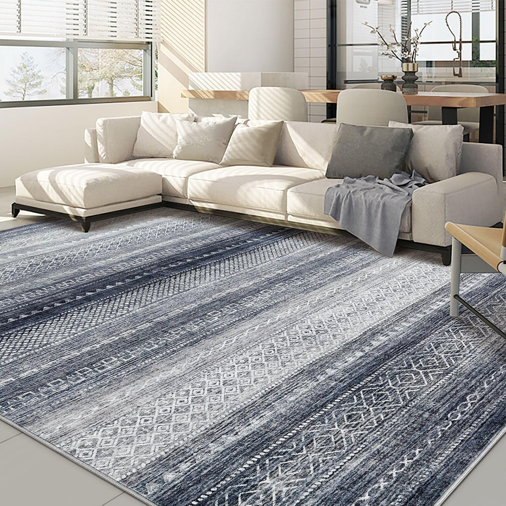 Nakagishi Boho 8x10 Area Rug Living Room Rugs Machine Washable Blue