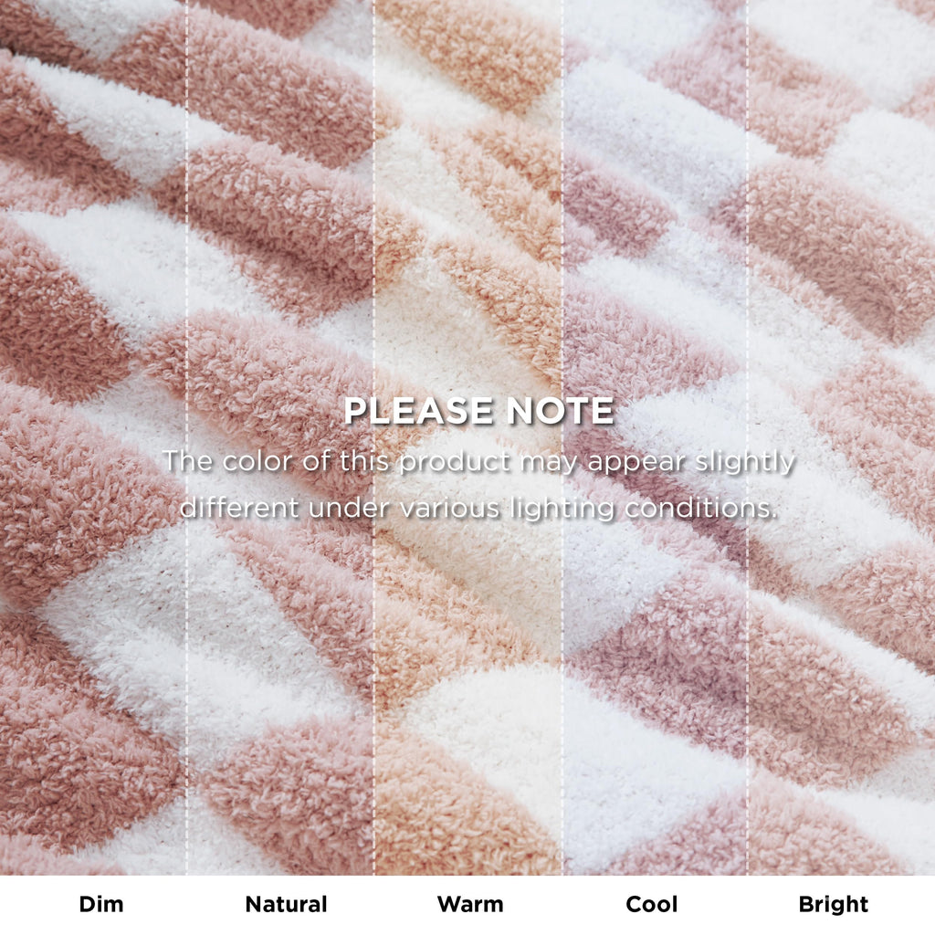 Bedsure GentleSoft Pink Checkered Throw Blanket for Couch - Soft Cozy Fluffy Blanket, Lightweight Warm Knit All Season Plaid Blankets for Bed Sofa, Birthday, for Women, 50x60 Inches